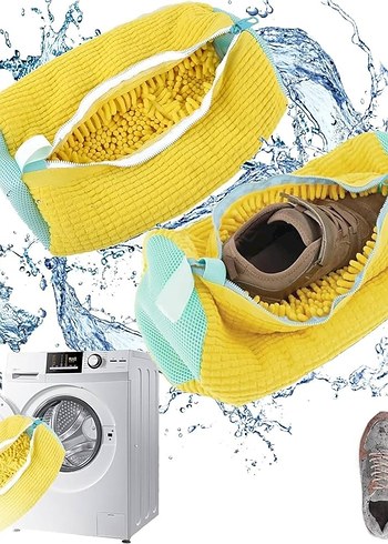 Renkli Bağlamalı Sarı Ayakkabı Yıkama Torbası - Görsel 2