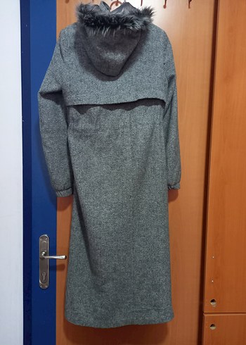 Gri uzun Kaban Fermuarlı - Görsel 3