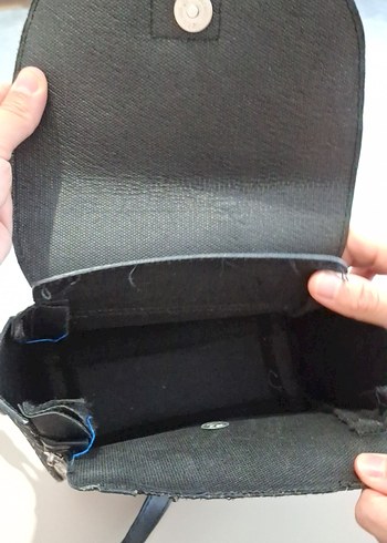Beden siyah Renk Kadın Siyah Deri Buckle'lı Sokak Stili Çanta
