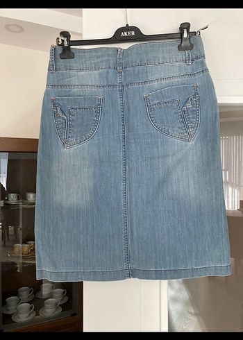 Kadın Mavi Denim Midi Etek - Görsel 2