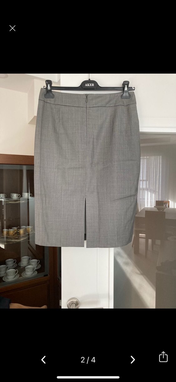 Sıfır Beymen Gri Midi Kalem Etek, Kemerli, Ofis Şıklığı - Görsel 3