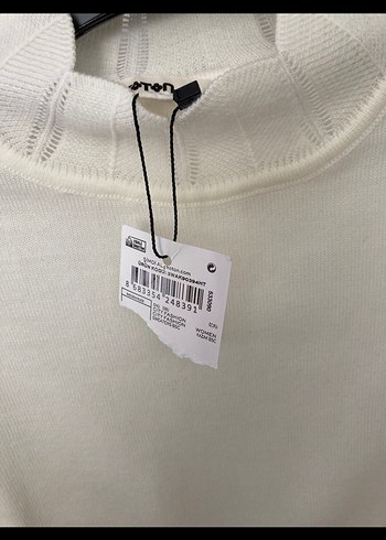 Yeni etiketli Beyaz Boğazlı Triko Kadın Kazak - Görsel 3