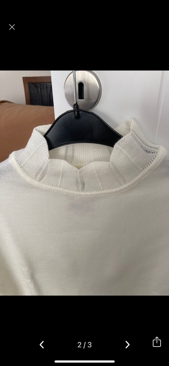 Yeni etiketli Beyaz Boğazlı Triko Kadın Kazak - Görsel 2