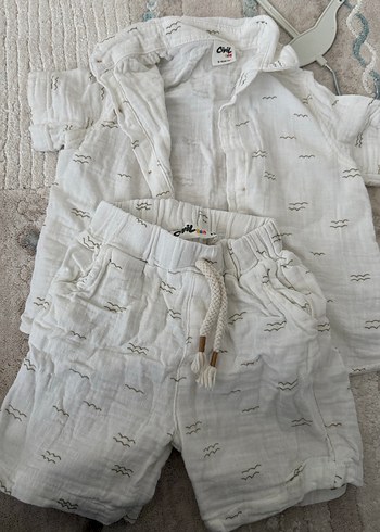 Nakışlı Beyaz Erkek Bebek Keten Takım - Görsel 3