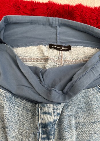 Gri Bağlama Desenli Hamile Kot Pantolon - Görsel 3