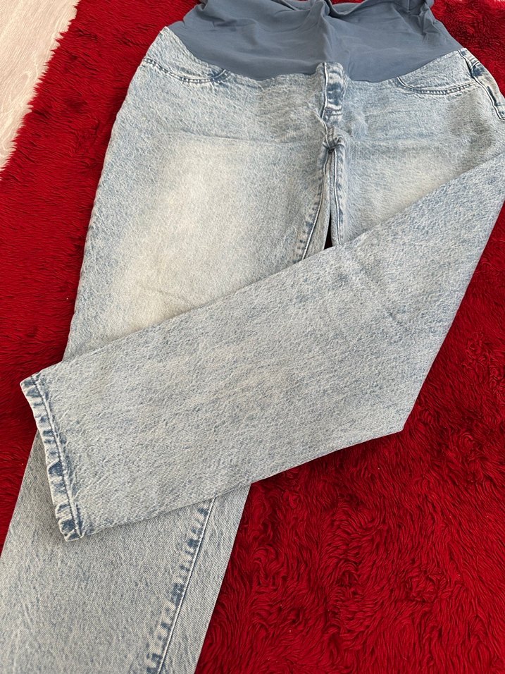 Gri Bağlama Desenli Hamile Kot Pantolon - Görsel 2