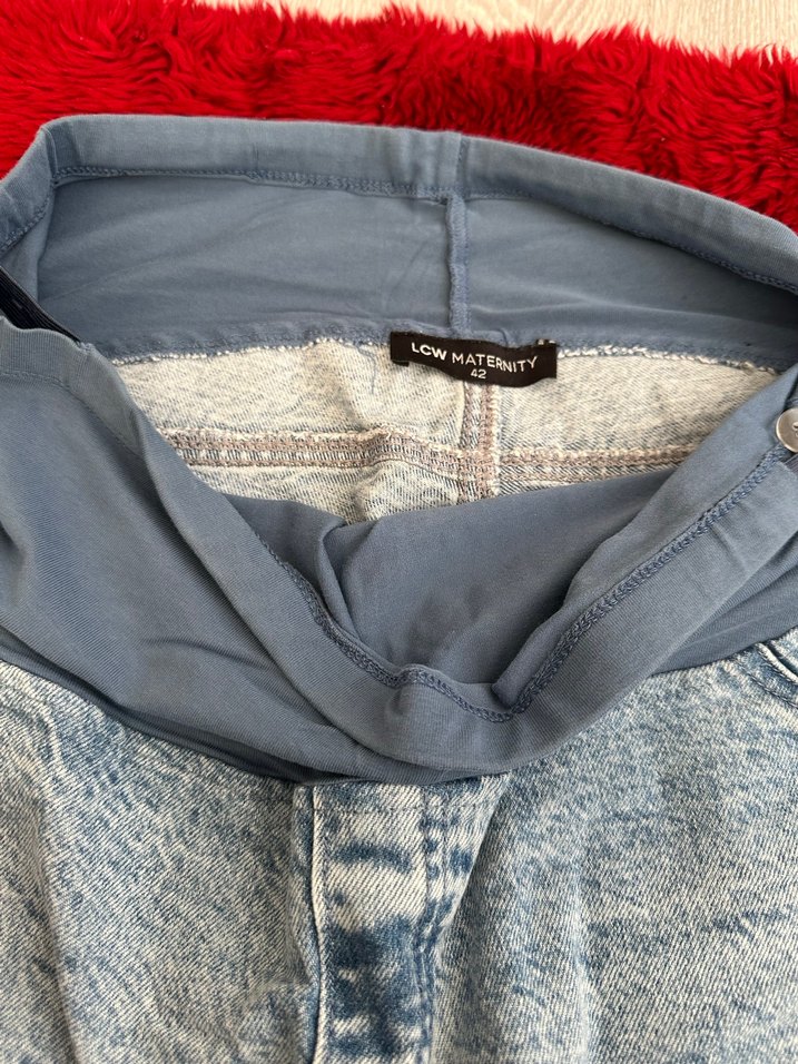 Gri Bağlama Desenli Hamile Kot Pantolon - Görsel 3