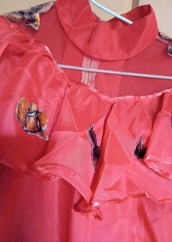 Kırmızı Fırfırlı Uzun nişanlık nostalji - Görsel 6