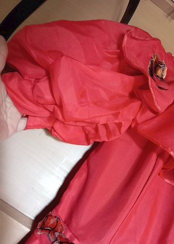 Kırmızı Fırfırlı Uzun nişanlık nostalji - Görsel 4