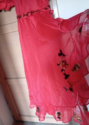 Kırmızı Fırfırlı Uzun nişanlık nostalji - Görsel 8