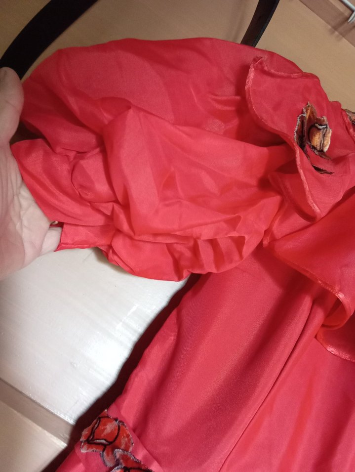 Kırmızı Fırfırlı Uzun nişanlık nostalji - Görsel 4