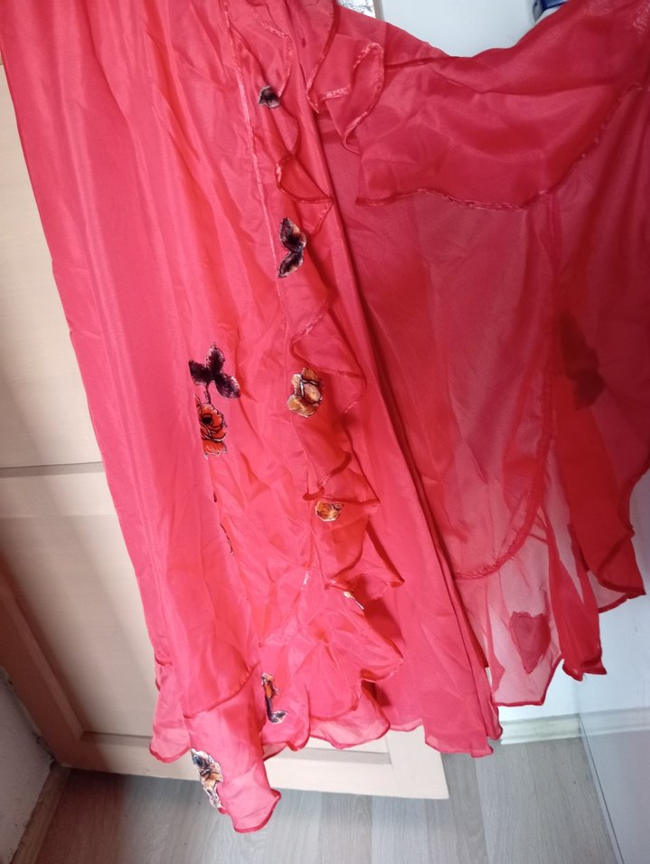 Kırmızı Fırfırlı Uzun nişanlık nostalji - Görsel 5