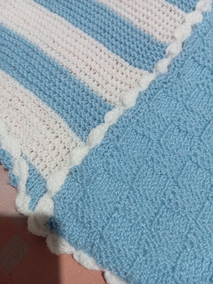 Mavi Örgü Bebek Battaniyesi - Görsel 4