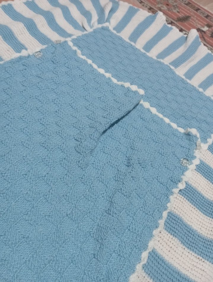 Mavi Örgü Bebek Battaniyesi - Görsel 2