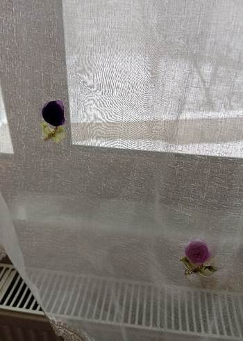 İşlemeli Beyaz tül - Görsel 4