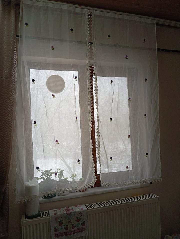 İşlemeli Beyaz tül - Görsel 5