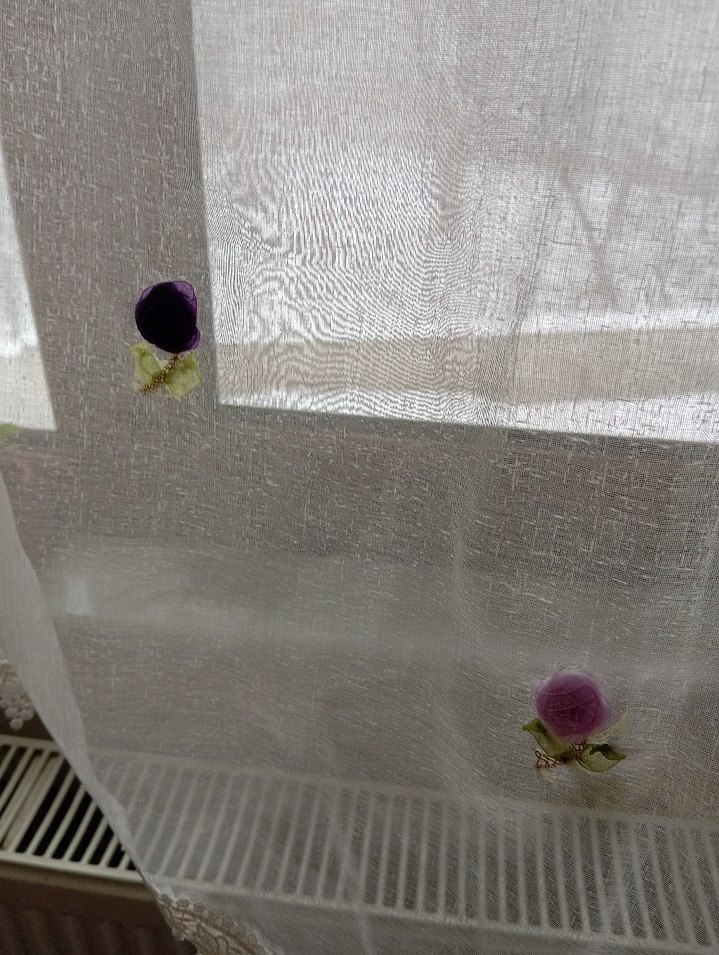 İşlemeli Beyaz tül - Görsel 4