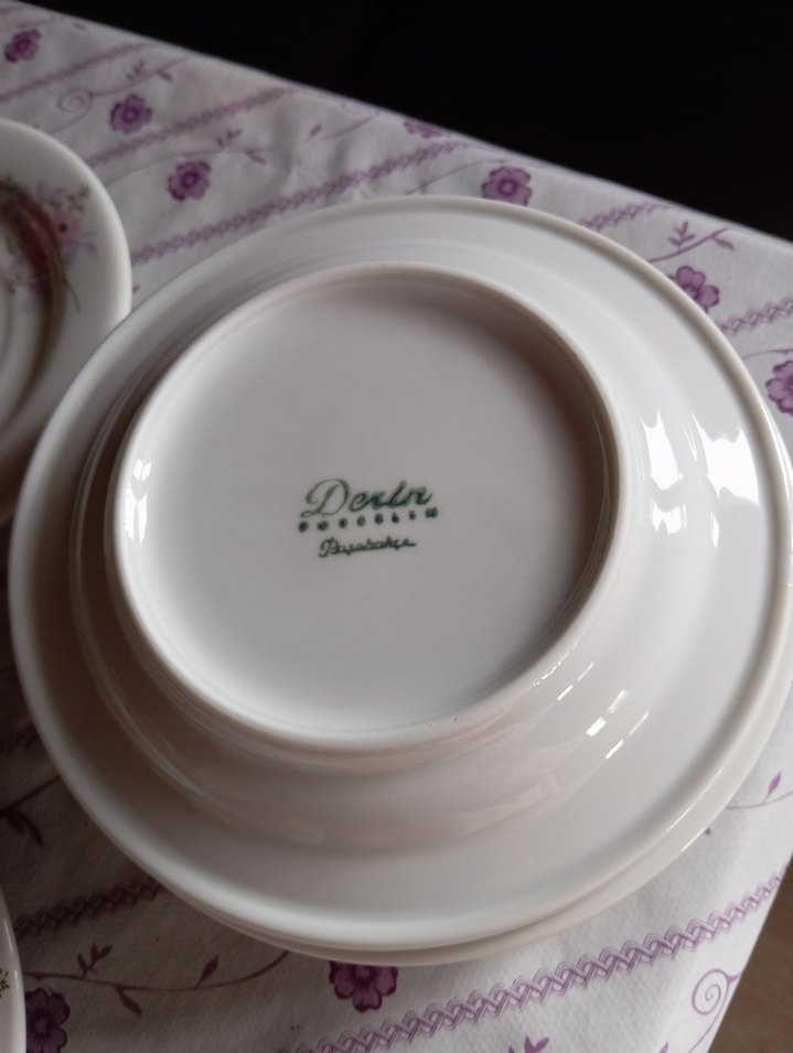 Beyaz Porselen Çiçek Desenli Tabak Seti - Görsel 2