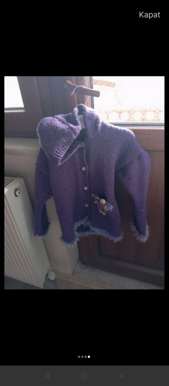 Mor Kapüşonlu hırka - Görsel 3