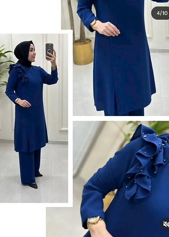 Uzun Kollu Lacivert Kadın Takım Elbise - Görsel 2