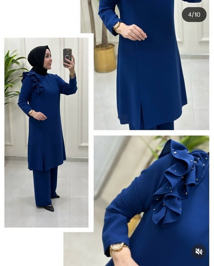 Uzun Kollu Lacivert Kadın Takım Elbise - Görsel 2