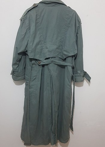 Düğmeli Uzun Yeşil Şardonlu Trençkot - Görsel 7