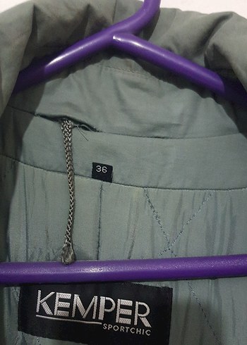 Düğmeli Uzun Yeşil Şardonlu Trençkot - Görsel 5