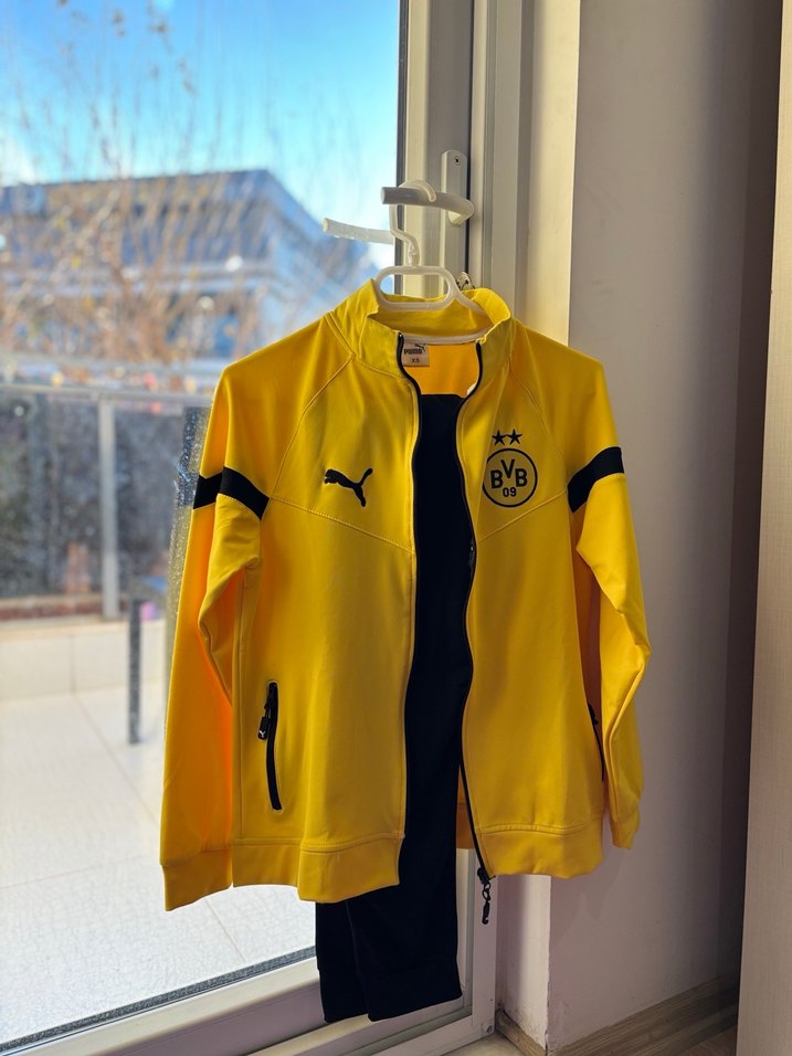 Sarı Siyah Puma Kapüşonlu Eşofman Takımı - Görsel 2