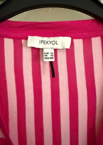 ipekyol İpekyol Pembe Çizgili V Yakalı Bluz