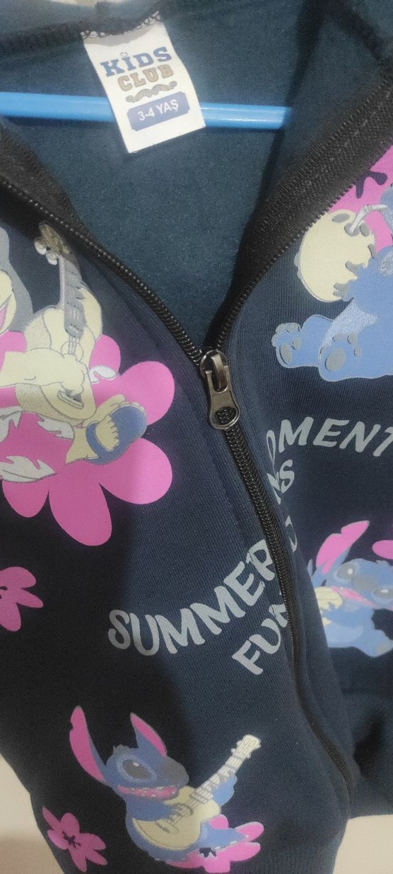 Renkli Baskılı Kapüşonlu Kız Çocuk Yeleği - Görsel 3