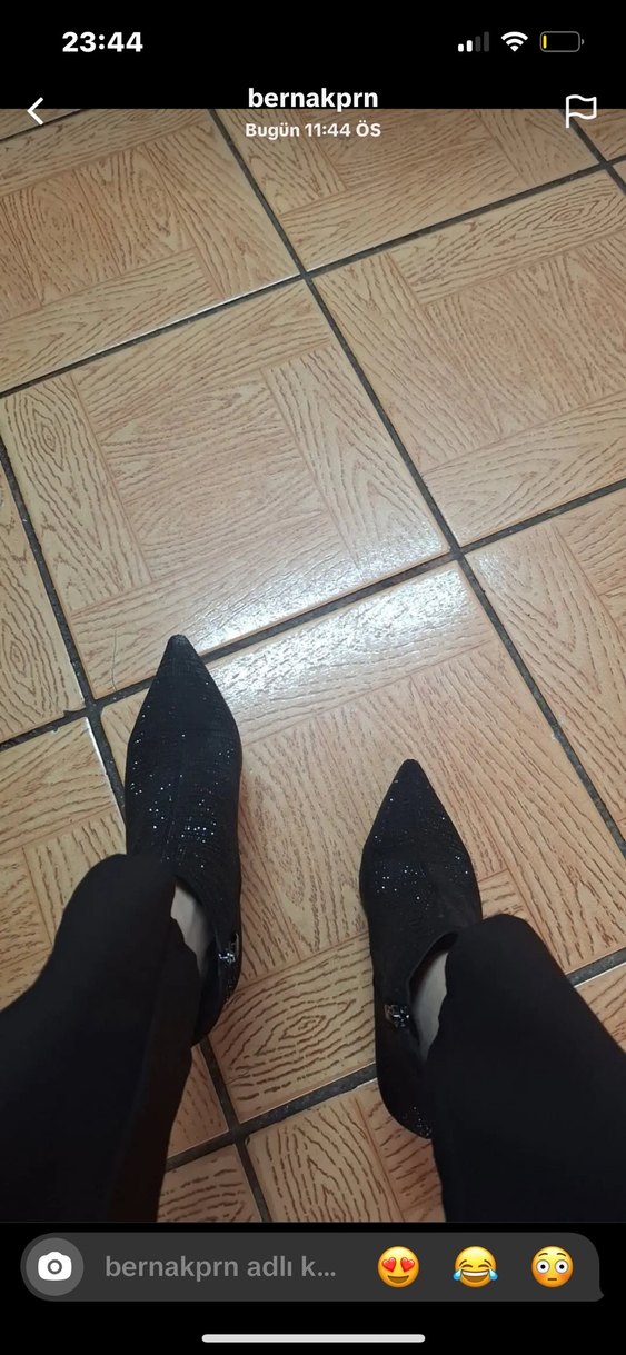 Siyah Simli Parlak Topuklu Bot - Görsel 5