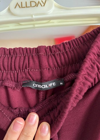 Bordo Rahat Kesim Midi Kadın Eşofman Altı - Görsel 2