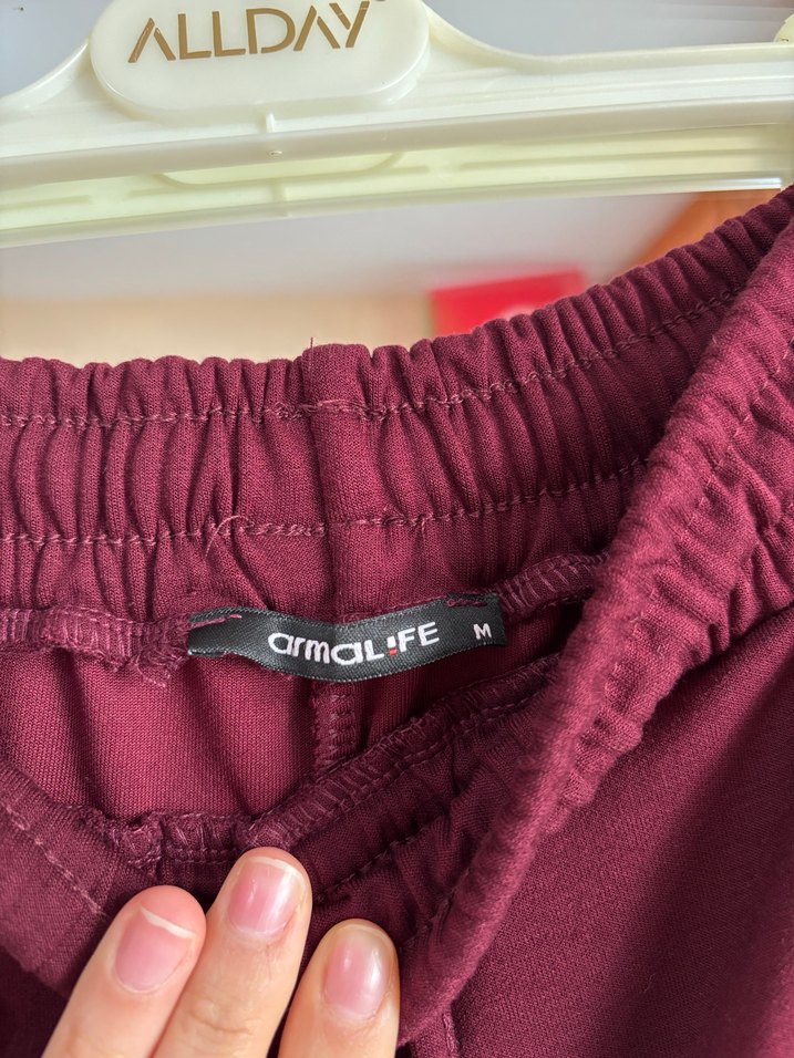 Bordo Rahat Kesim Midi Kadın Eşofman Altı - Görsel 2