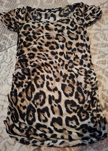 Leopar Desenli Kadın Hamile Tunik