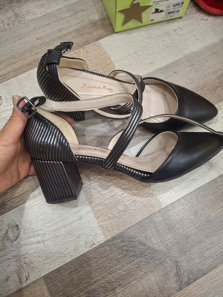 Diger Siyah Parlak Yılan Desenli Stiletto - Görsel 3