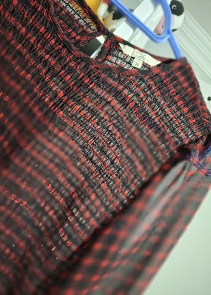 Bayan ekoseli elbise  - Görsel 2