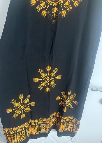 El İşlemeli Siyah Uzun Bohem Elbise - Görsel 5