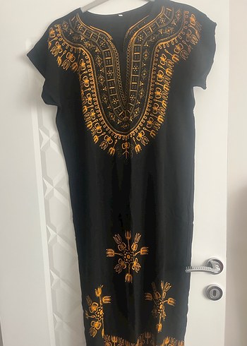 El İşlemeli Siyah Uzun Bohem Elbise - Görsel 6