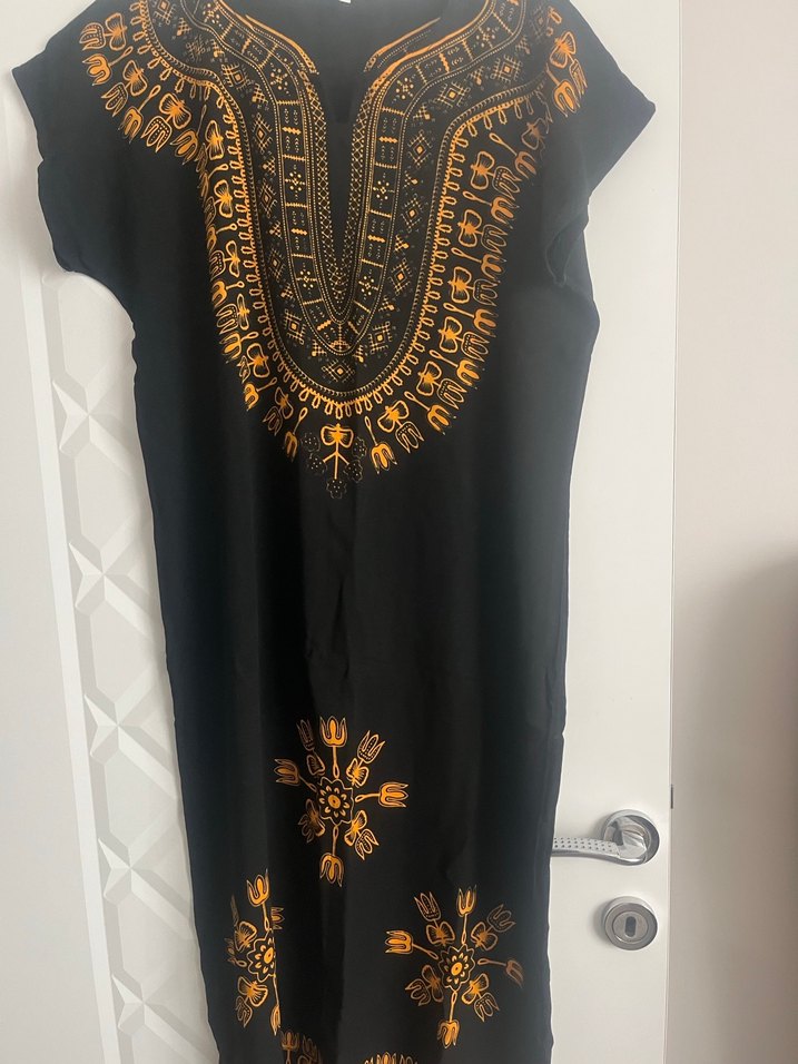 El İşlemeli Siyah Uzun Bohem Elbise - Görsel 2