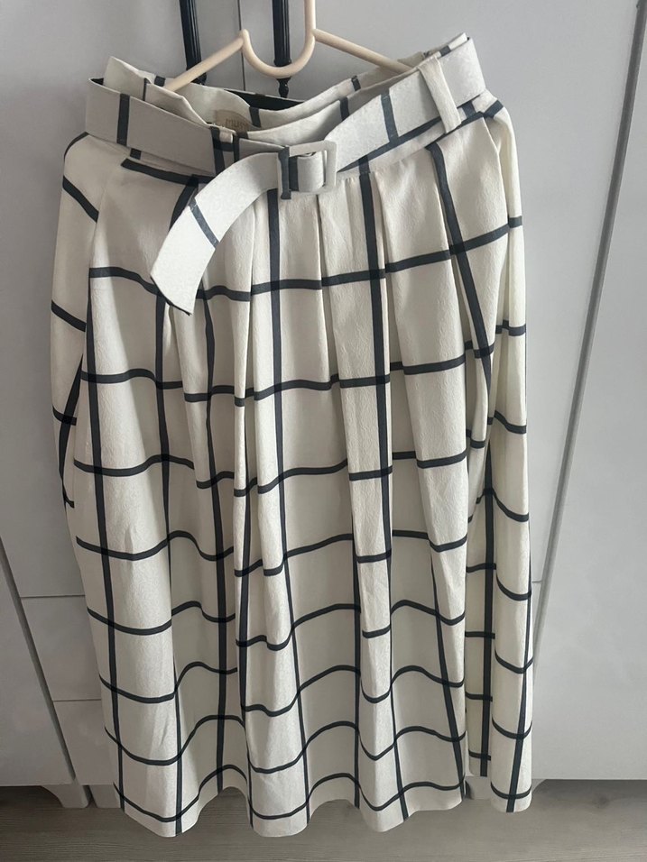 Ekose Desenli Pilili Midi Etek - Görsel 4