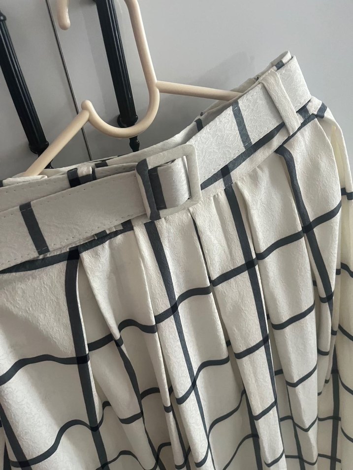 Ekose Desenli Pilili Midi Etek - Görsel 5