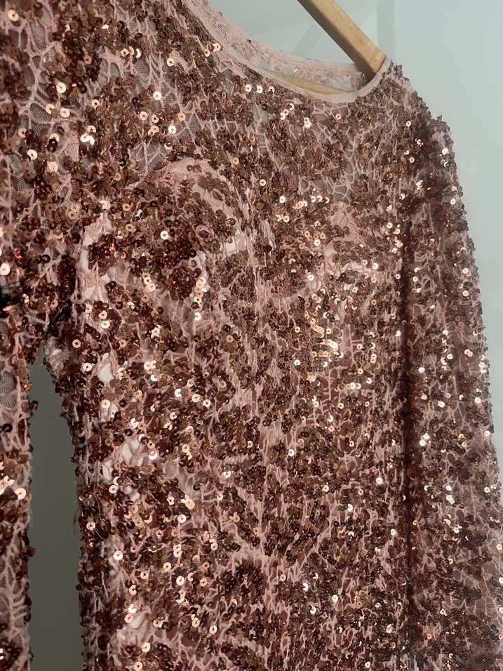 Kahverengi Payetli Uzun Abiye Elbise - Görsel 3