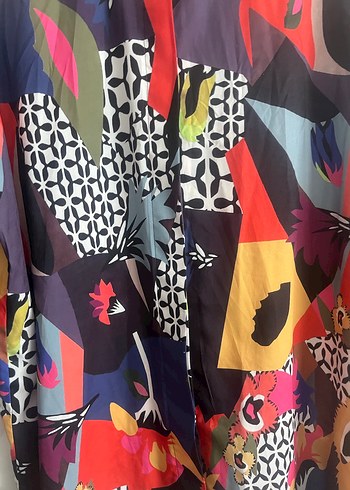 Drapeli, yarasa Kollu, Desenli Kadın Gömlek - Görsel 7