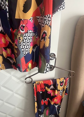 Drapeli, yarasa Kollu, Desenli Kadın Gömlek - Görsel 8