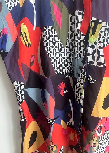 Drapeli, yarasa Kollu, Desenli Kadın Gömlek - Görsel 3