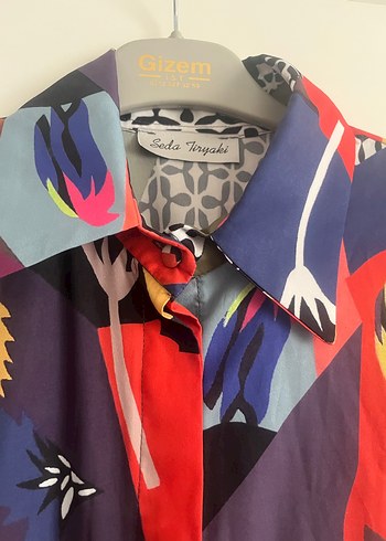 Drapeli, yarasa Kollu, Desenli Kadın Gömlek - Görsel 4