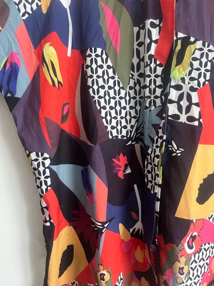 Drapeli, yarasa Kollu, Desenli Kadın Gömlek - Görsel 3