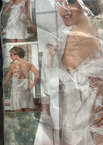 Nakışlı Beyaz Kısa Bohem Kadın gecelik - Görsel 2