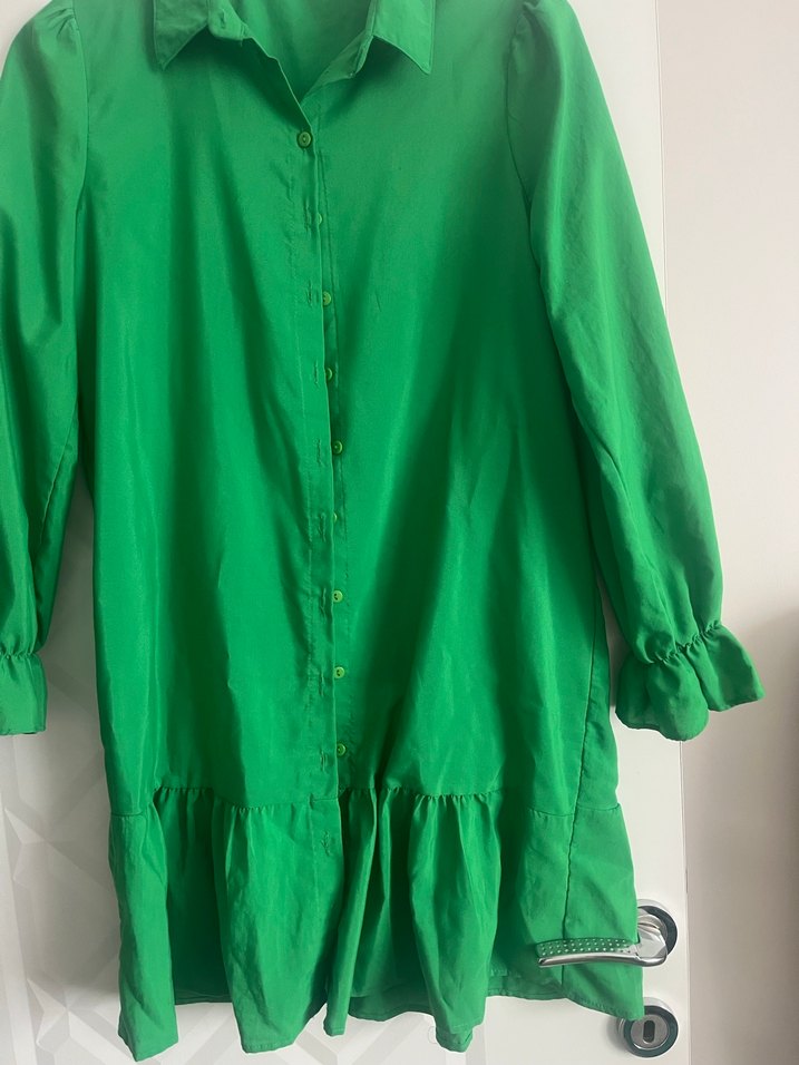 Düğmeli Yeşil Mini Kadın Gömlek - Görsel 5