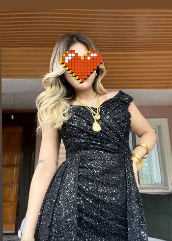 Diğer Siyah Simli Uzun Abiye Elbise